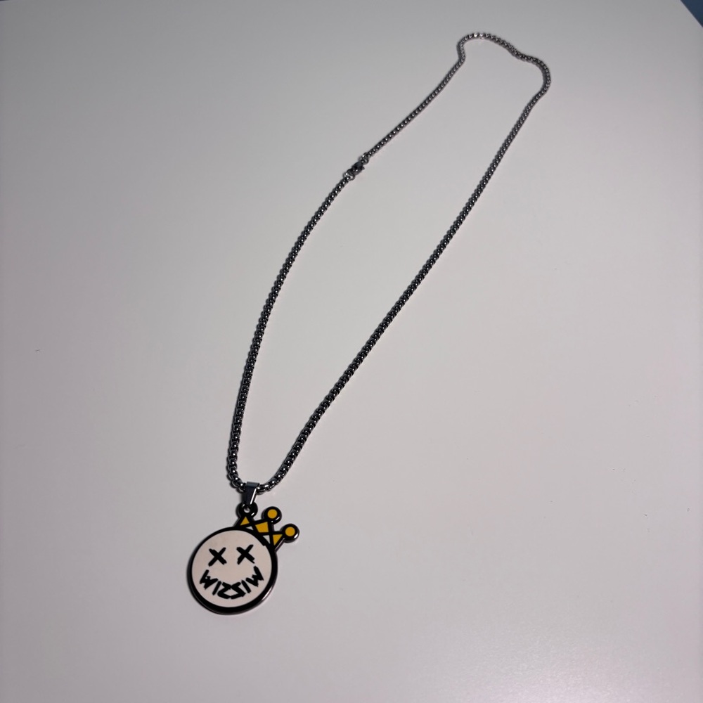 The Wiz Silver Joker Clown Face Necklace